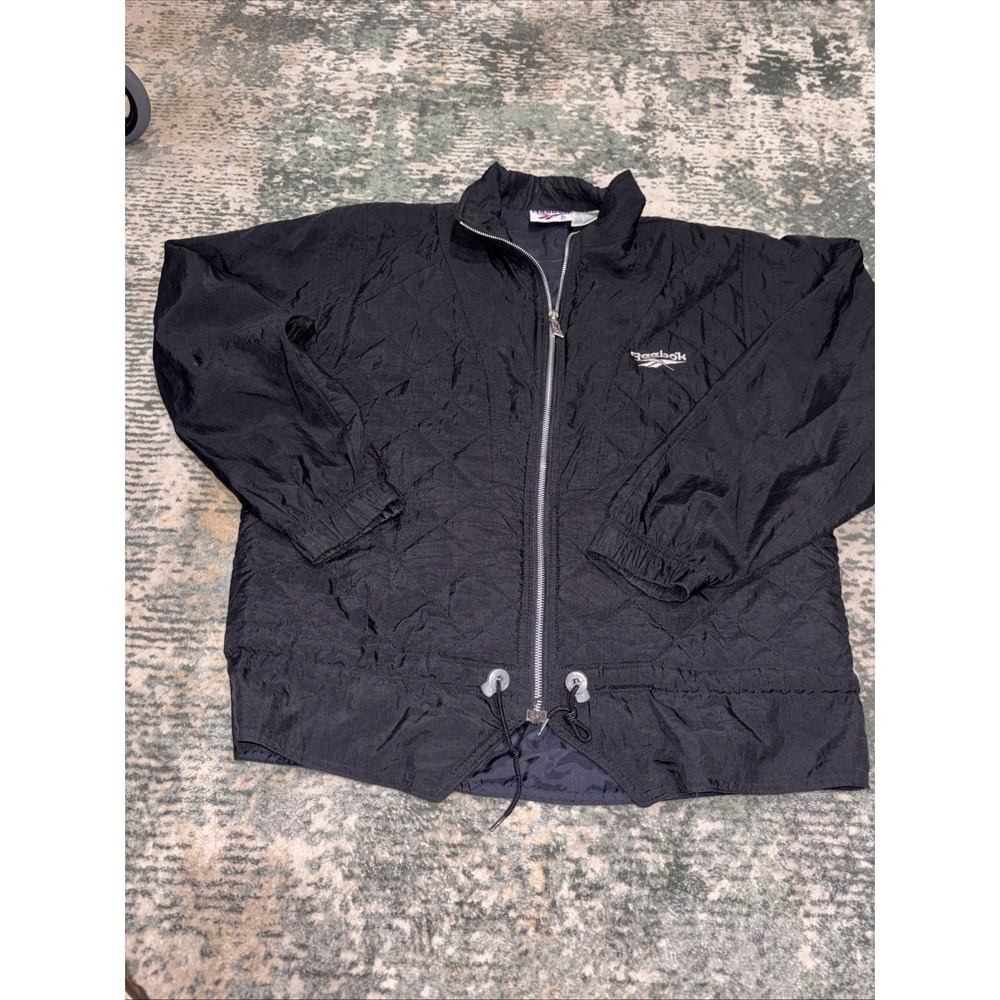 Reebok Mens Vintage Black Zip Up Jacket Size Medium